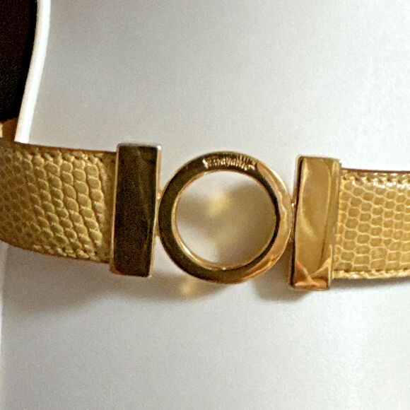 Salvatore Ferragamo Size XS 30 in. Women's Belt Tan Gold Snake Skin Pattern - Picture 6 of 14